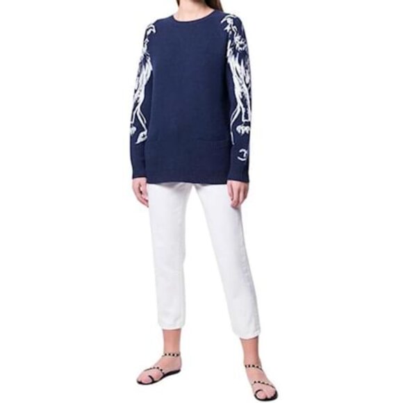 Chanel CC Logo & Lion Cashmere Sweater Navy Blue